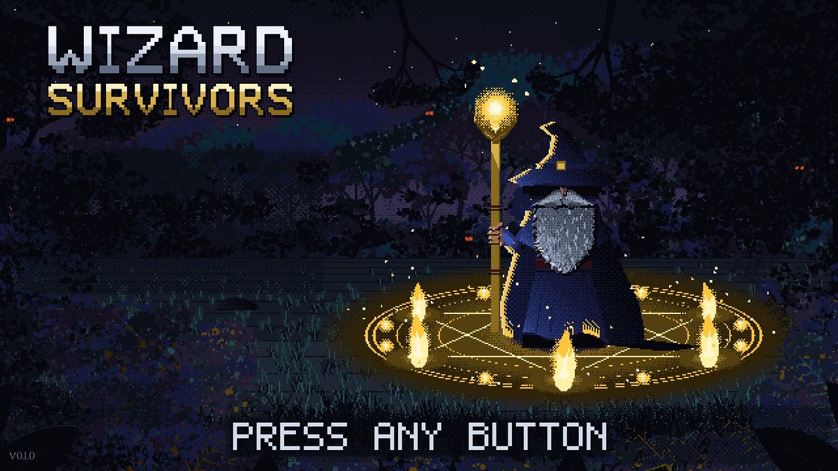 The Wizard Survivors title screen.